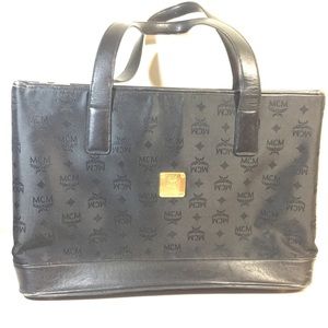 MCM Handbag Purse Zipper Tote Shoulder Black